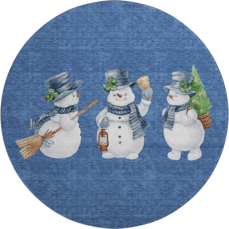Premium Washable Super Soft Winter Holiday Snowman Mayfield Rug