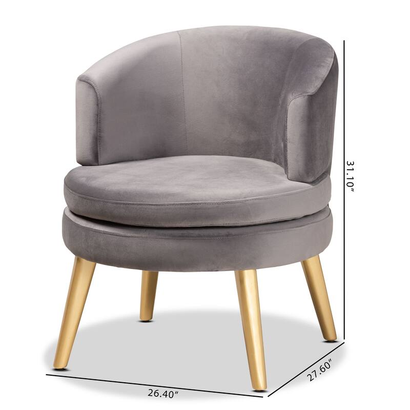Baptiste Glam and Luxe Velvet and Gold Finished Wood Accent Chair