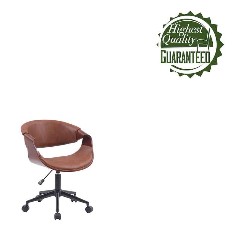Porthos Home Elio Faux Leather Mid Century Office Chair with Black Metal Base