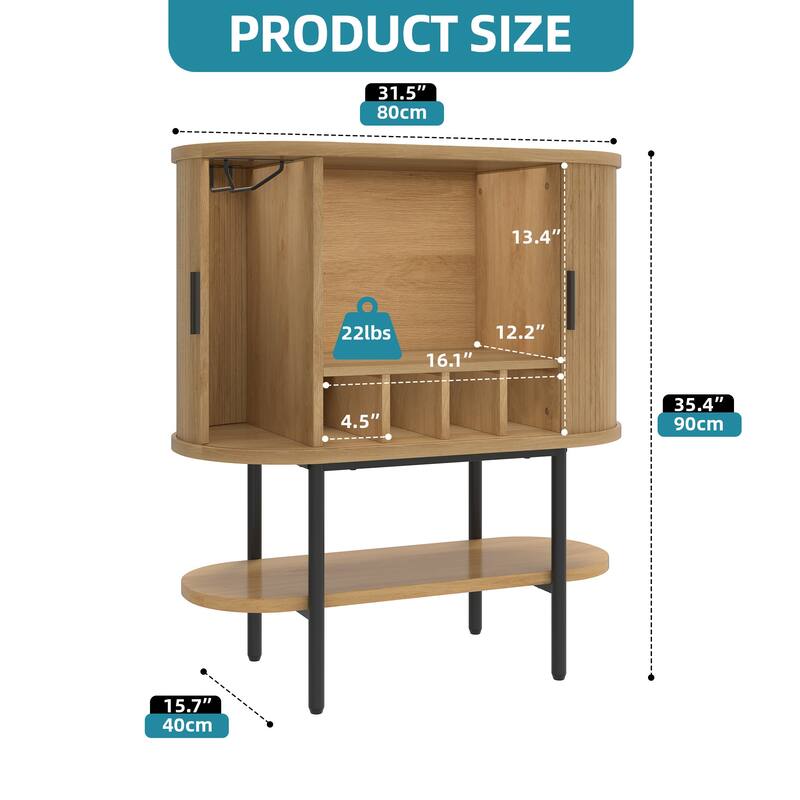 Moasis 35.4" Modern Accent Cabinet With LED Light and Sliding Door