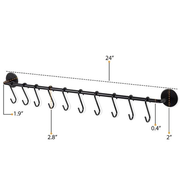 Wallniture Cucina Steel 24'' Wall Mounted Kitchen Rail with 10 Hooks