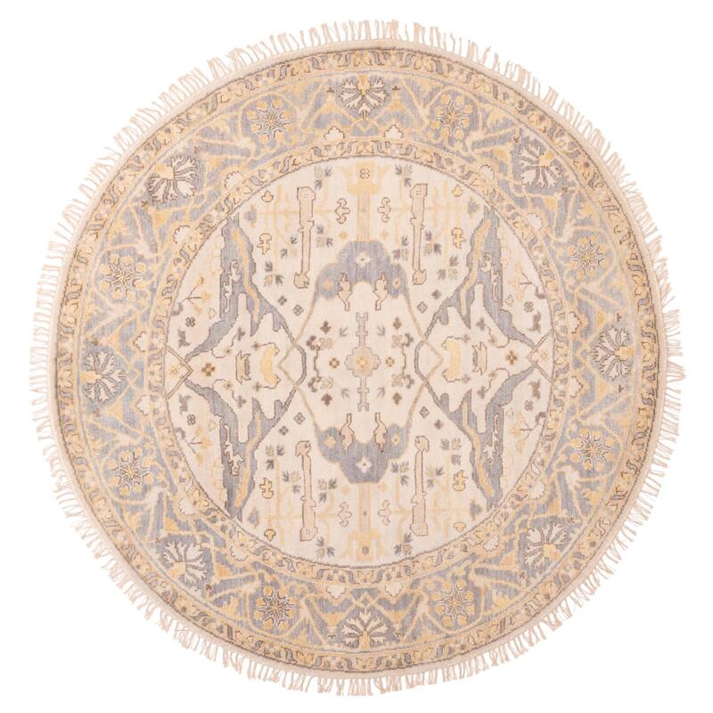 ECARPETGALLERY Hand-knotted Royal Oushak Ivory Wool Rug - 7'10 x 8'0