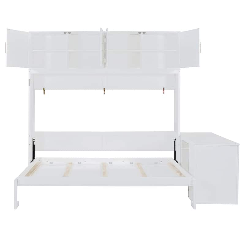 Queen Wall Bed with Convertible Desk, Overhead Storage & Dual Base Cabinets by Harper&Bright Designs