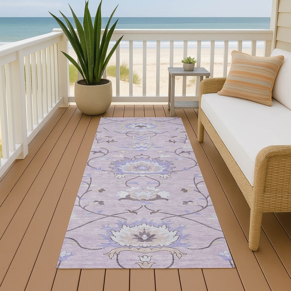 Machine Washable Indoor/ Outdoor Traditional Serena Chantille Rug