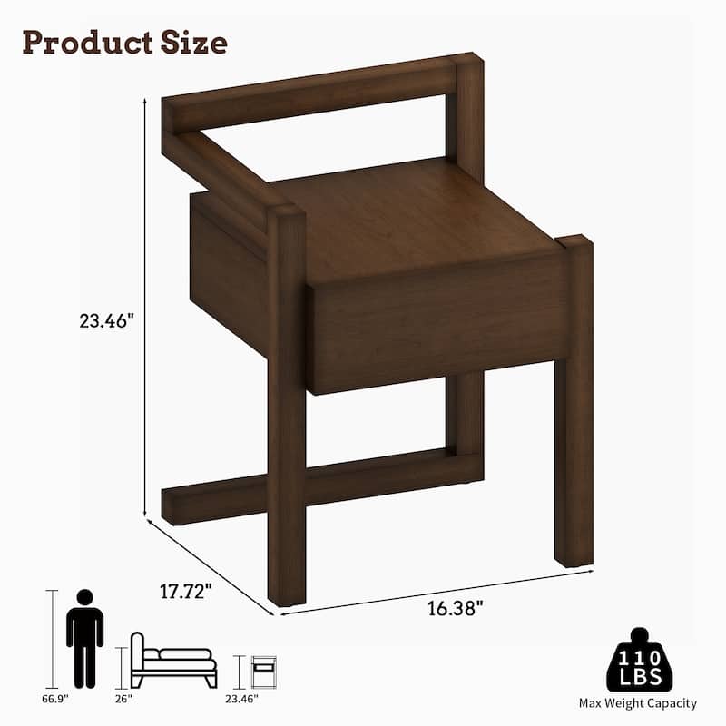 Modern End Table Set of 2, Square 2-Tier Nightstand with Storage Drawer, Side Table with Wood Legs for Living Room, Bedroom