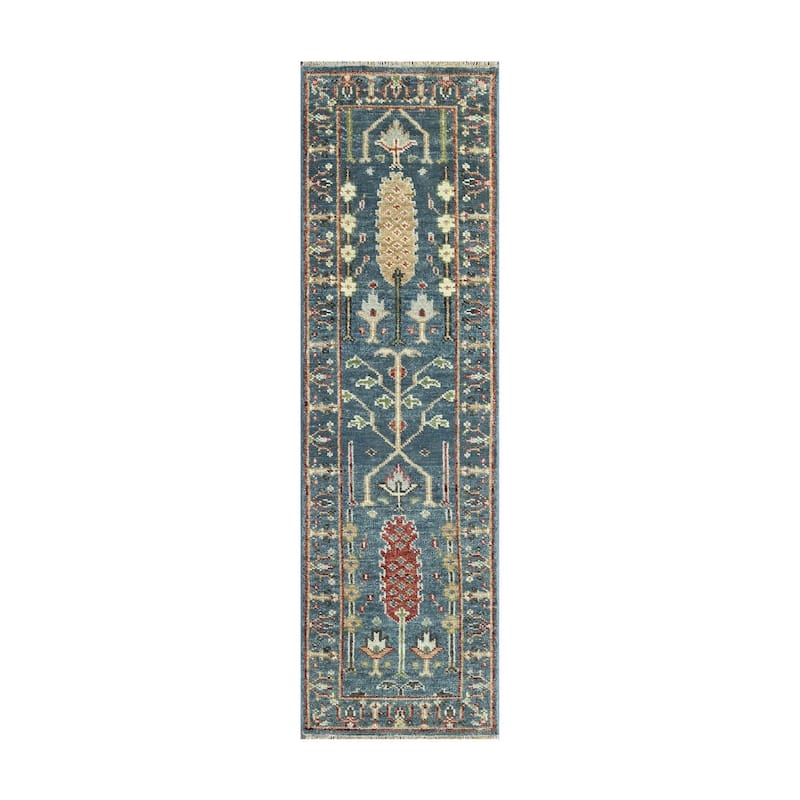 LoomBloom Slate Hand Knotted Traditional Oushak 100% Wool Area Rug - 2' 6'' x 8'