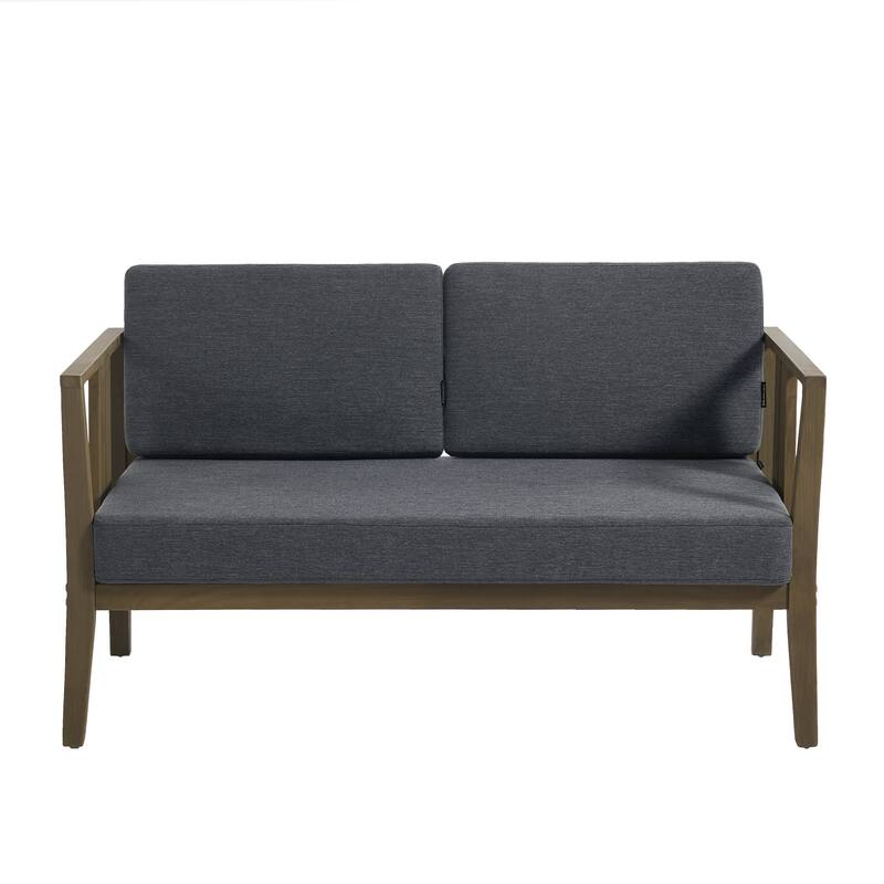 Teak Wood Weatherproof Outdoor Loveseat