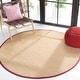preview thumbnail 99 of 140, SAFAVIEH Natural Fiber Carmit Casual Border Sisal Rug 4' Round - Maize/Burgundy