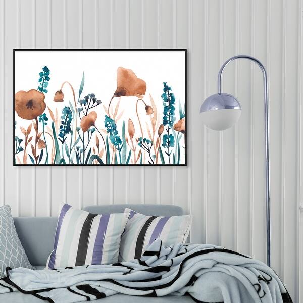 Oliver Gal Topaz Field Floral And Botanical Wall Art Framed Canvas Print Gardens Blue Brown Overstock 31793704 Easily upload photos, artwork, text, and more! overstock com