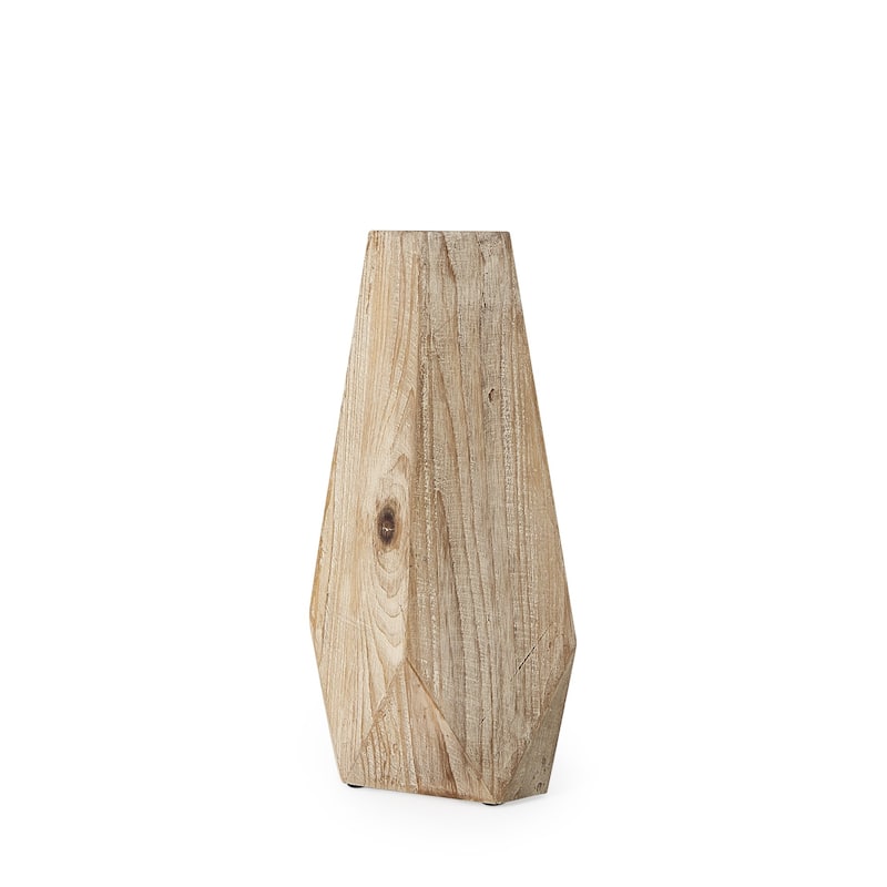 HomeRoots 9" Natural Abstract Cylinder Solid Wood Table Vase - 5" W x 15" H x 8" D
