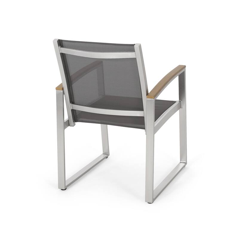 Modern 2 Piece Mesh Armrest Dining Chairs with Rust Proof Aluminum Frame for Dining Room Kitchen Bedroom Living Room Terrace