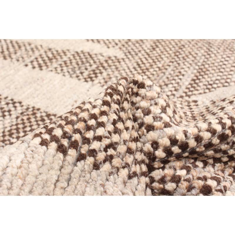 ECARPETGALLERY Hand-knotted Tangier Brown Wool Rug - 5'0 x 8'0