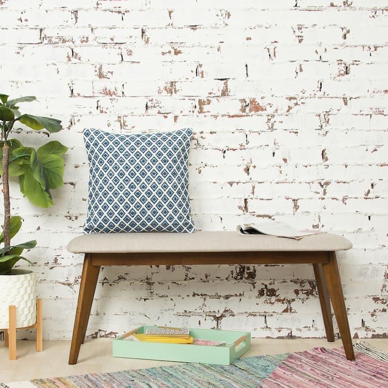 18" x 18" Bianca Navy Geometric Woven Square Throw Pillow