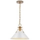preview thumbnail 2 of 2, Outpost 1 Light Medium Pendant Matte White with Burnished Brass