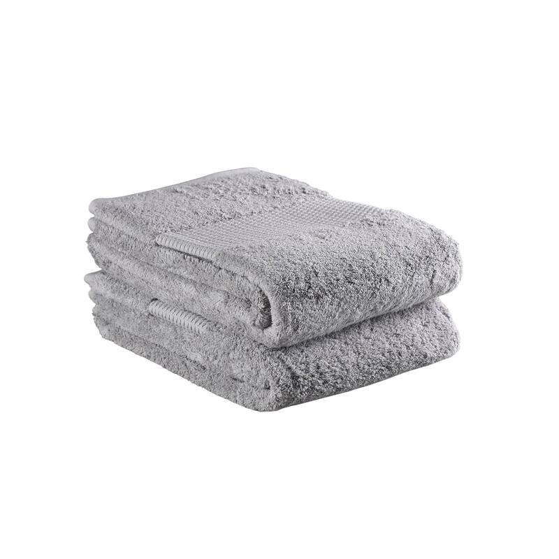 HomeRoots Set of Two Light Gray Cotton 30" X 54" Quick Dry Terry Cloth Bath Towels - 54.00' X '30.00' X '1.00