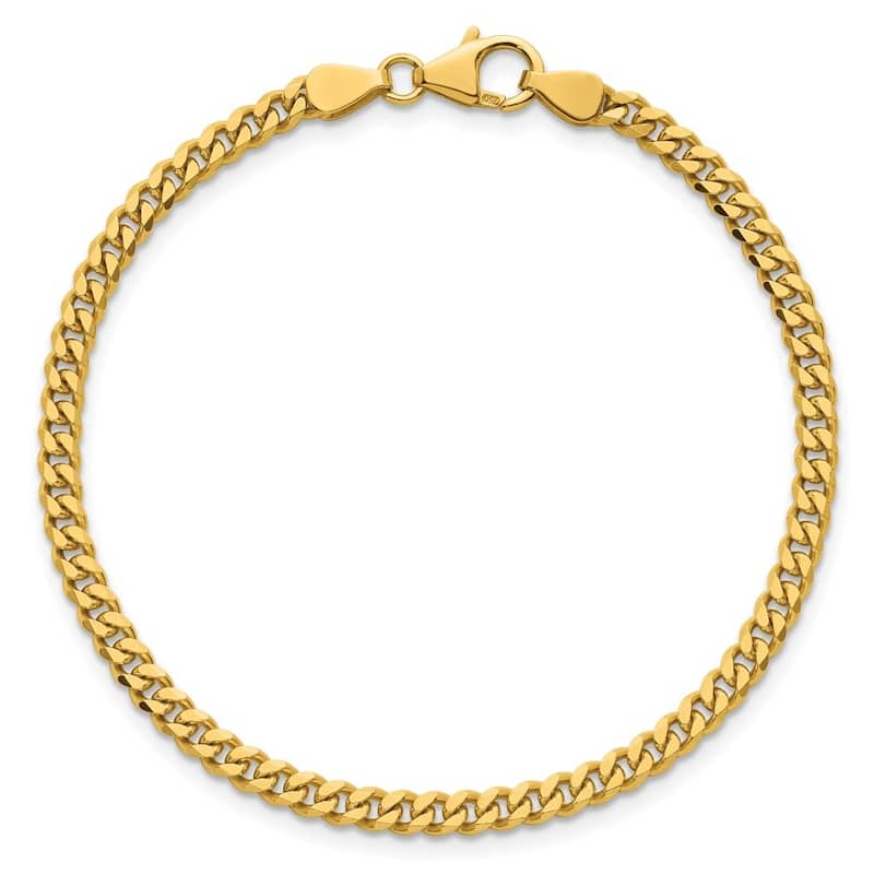 Curata Solid 18k Yellow Gold Italian 7.25" 3.4mm Curb Link Bracelet