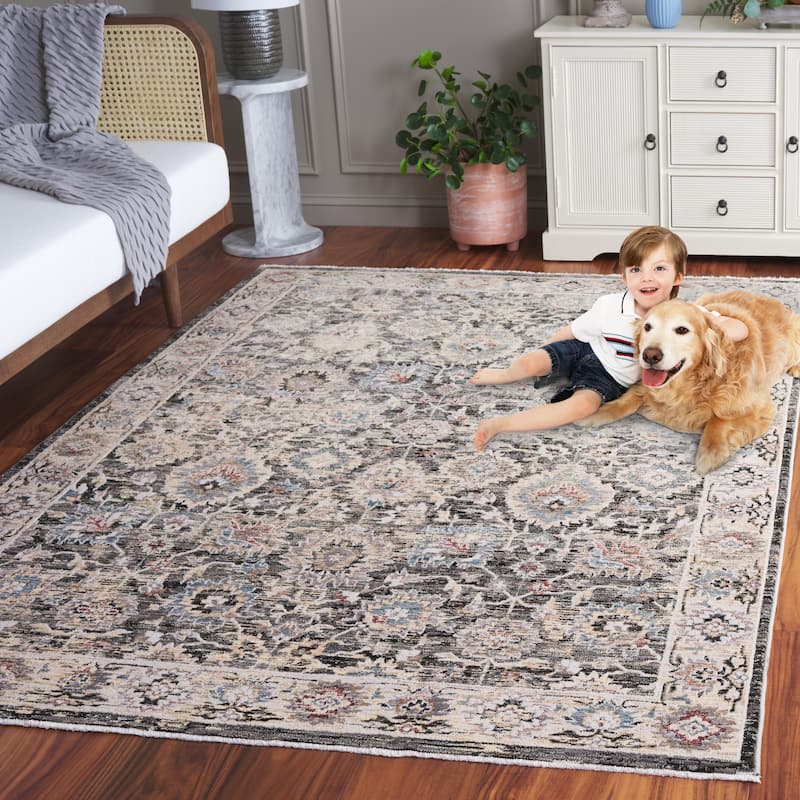 SAFAVIEH Artifact Ambra Vintage Rug - 2'2" x 8' Runner - Charcoal/Ivory
