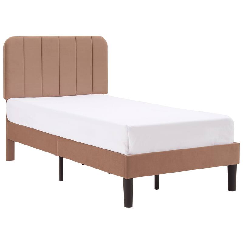 Kids Bed Frame, Height Adjustable Upholstered Bed, Twin Size Bed Set of 2