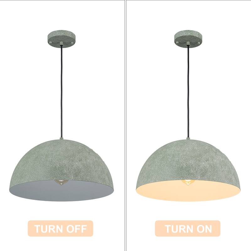 Industrial Modern Indian Gray Dome Pendant Light Kitchen Island - White - W15.75"