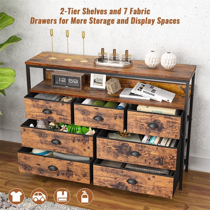 TV Stand with 7 Storage Drawer