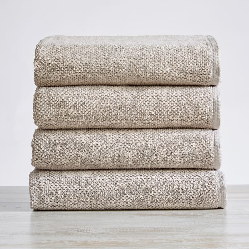 Luxurious Cotton Popcorn Textured Towel Set - Bath Towel (4-Pack) - Silver Cloud