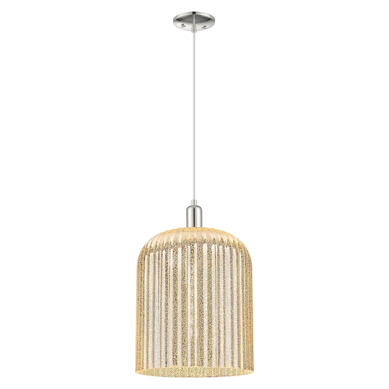 Innovations Lighting Downtown Urban - Bridal Veil - 1 Light 12" Cord Hung Mini Pendant - Polished Nickel/Mercury Shade