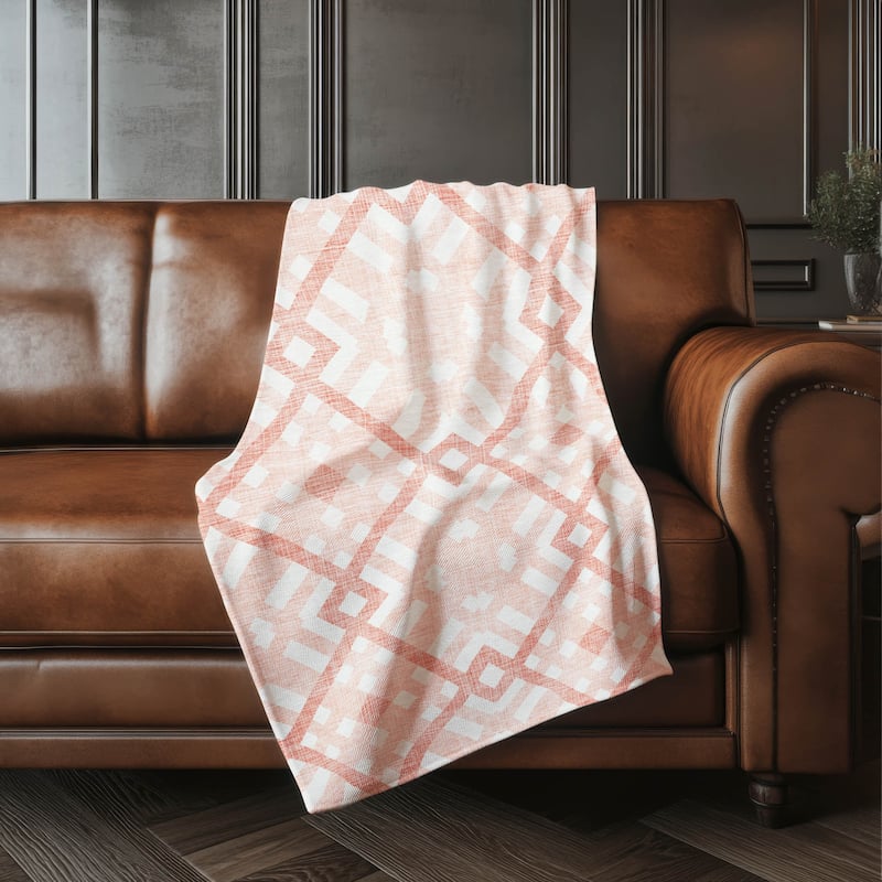 Premium Machine Washable Contemporary Geo Sherpa Throw Blanket - Salmon - 4'2" x 5'10"