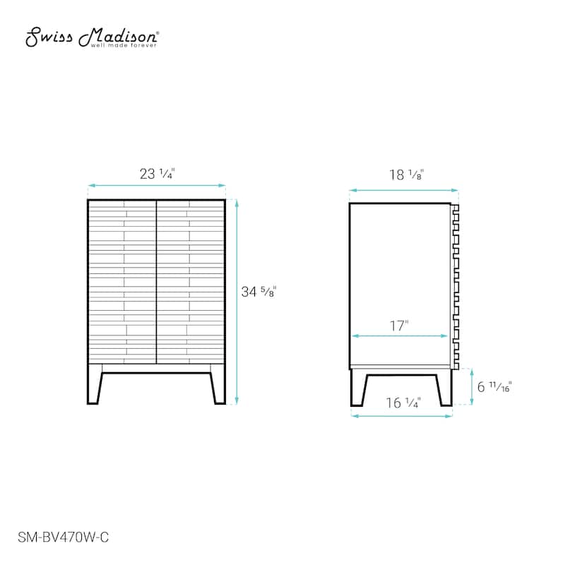 Swiss Madison Vincennes 24" Freestanding Bathroom Vanity Cabinet without Top in White Oak