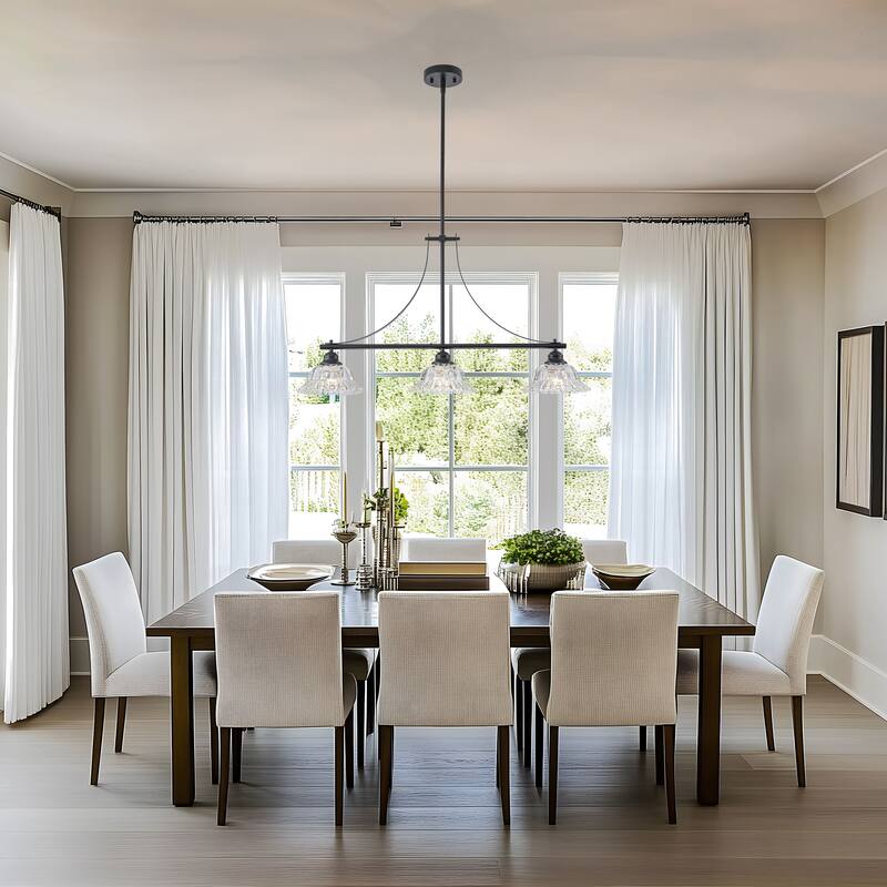 Starsky 3-Light Linear Chandelier With Floral-Inspired Shade