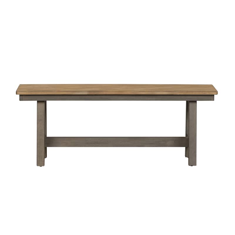 Lindsey Farm Gray and Sandstone 6 Piece Trestle Table Set