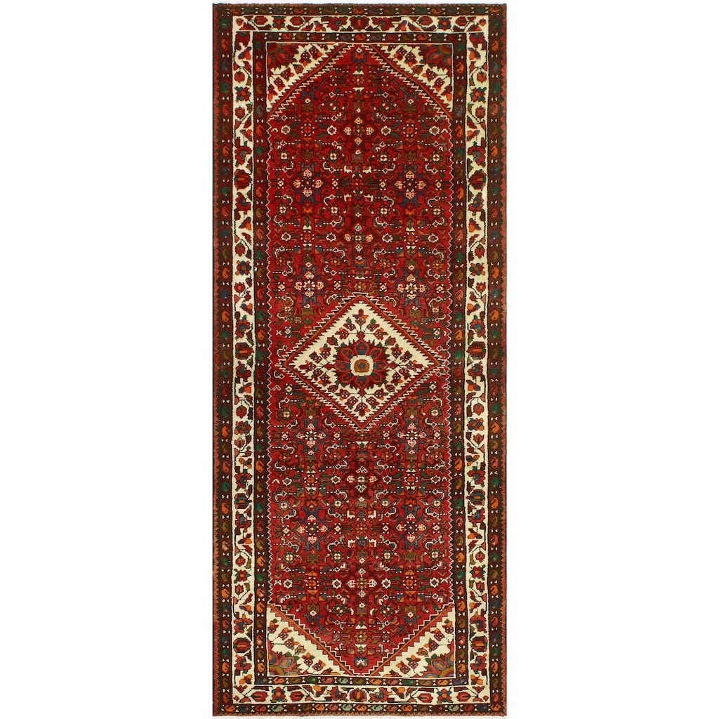 Fine Vintage Distressed Adalid Red/Ivory Runner - 3'7" x 10'0"