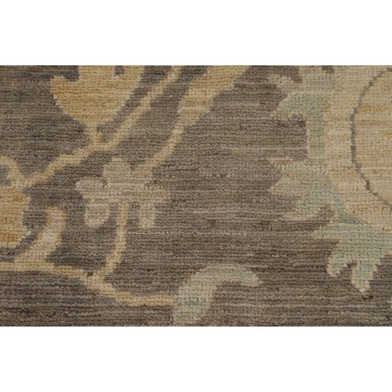 Hand Knotted Oriental 100% Wool Carpet Transitional All-Over Greys & Charcoal Oushak Area Rug - 12' 1'' X 9' 7''