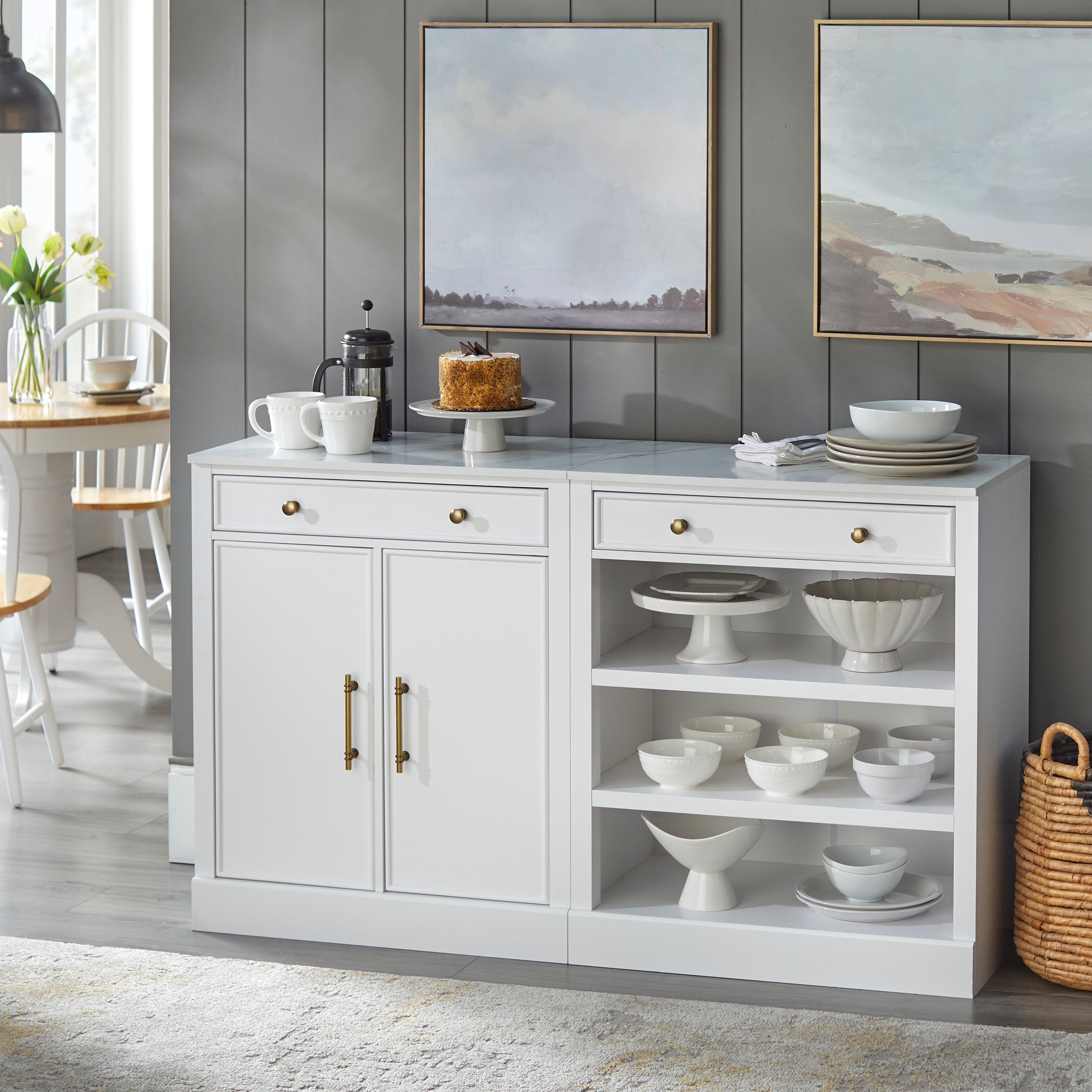 Modular buffet shop cabinet