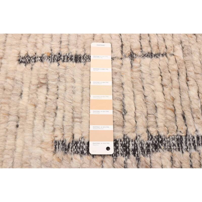 ECARPETGALLERY Hand-knotted Tangier Beige, Dark Grey Wool Rug - 8'2 x 10'1