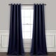preview thumbnail 13 of 119, Lush Decor Insulated Grommet Blackout Curtain Panel Pair 52"W x 84"L - Navy