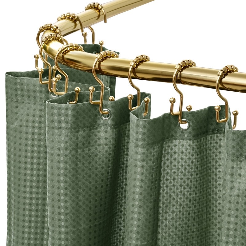 Utopia Alley Rustproof Wall Mounted Aluminum Hoop Shower Rod 45.7x22", with White Shower Curtain 180x70"