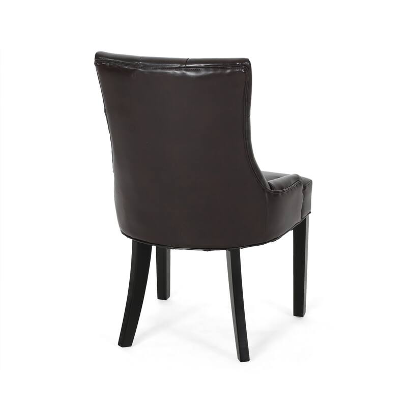 Sloped Arms Dining Chair, Tufted Office Chair, Set of 2 - Brown