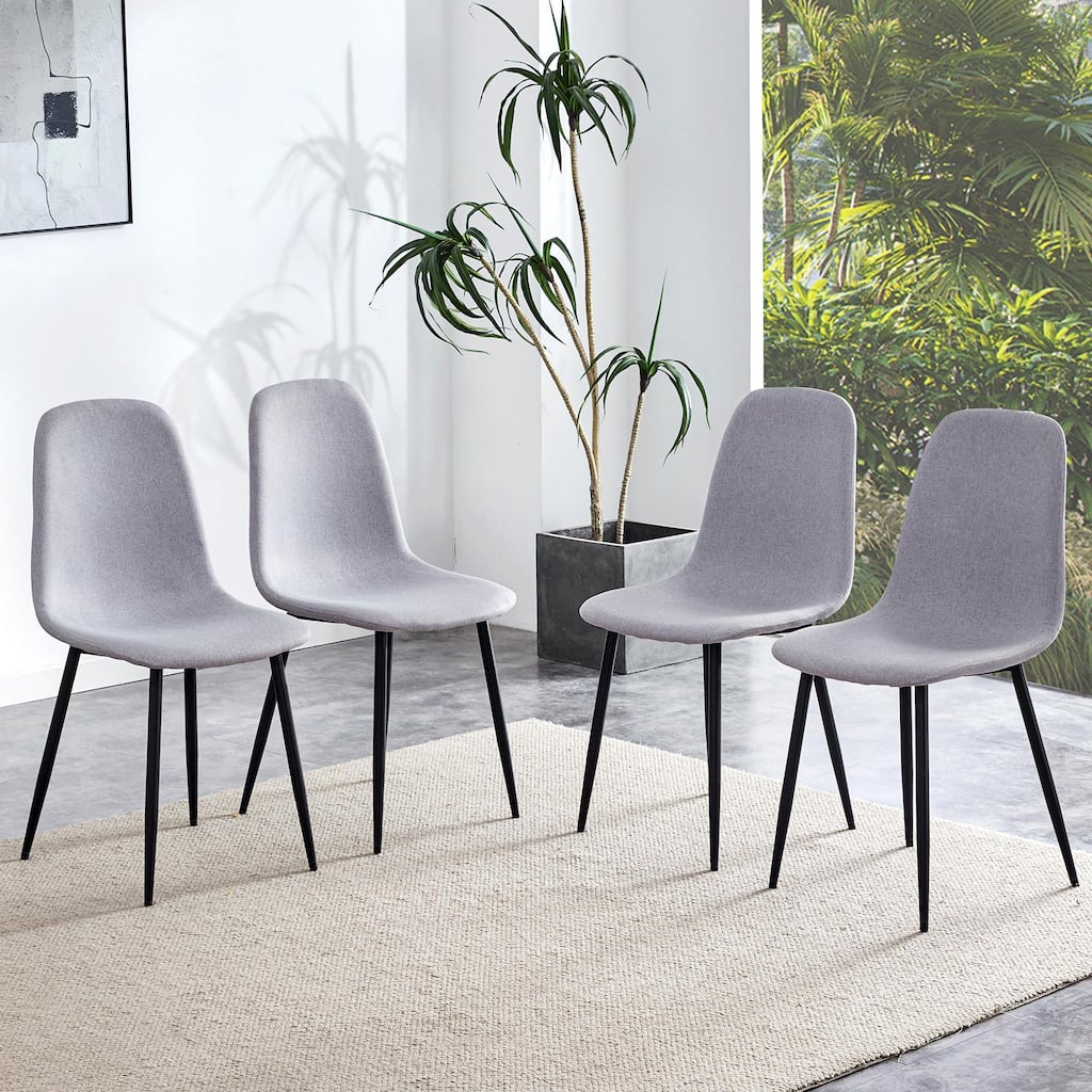 4-Piece set, Modern Dining Chairs Scoop Chair with Fabric Seat and Black Metal Legs, for Dining Room, Meeting Room or Study