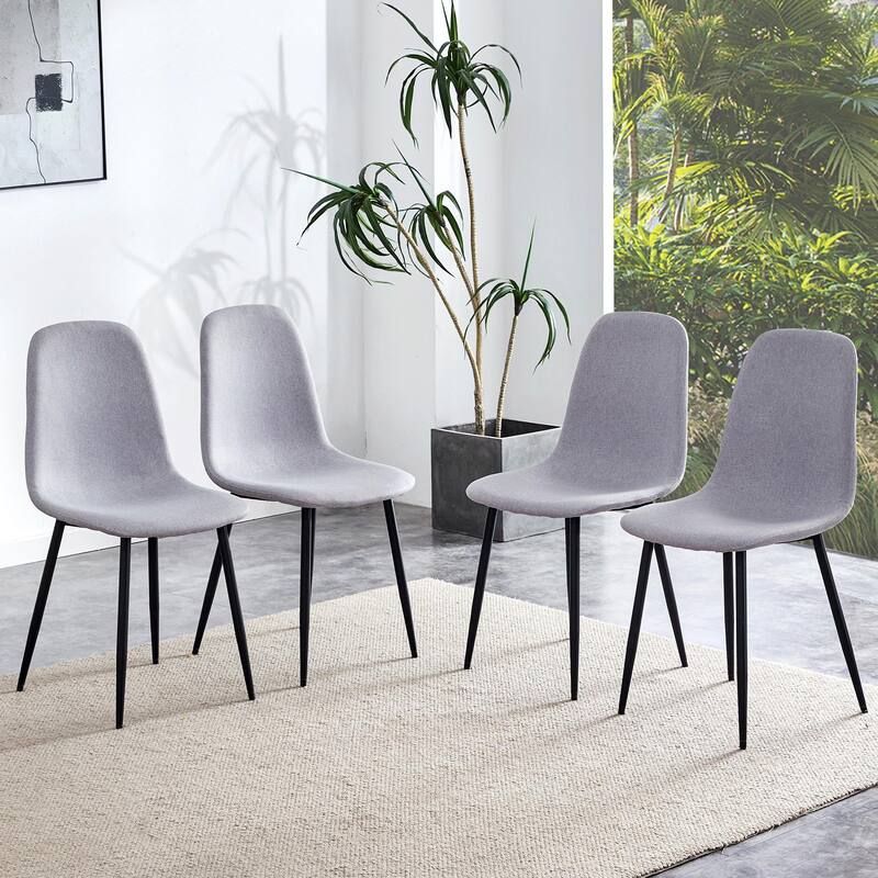 Set Of 4 Fabric-Back And Metal Combined Spoon Chairs
