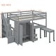 preview thumbnail 18 of 25, Full Size Loft Bed with Stairs, Bookshelf, Desk & Wardrobe - Space-Saving Multifunctional Furniture for Kids & Teens-White