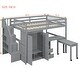 preview thumbnail 23 of 55, Space-Saving Loft Bed with Storage Stairs & Two Drawers, Wooden Full Bed Frmae wiht Shelves Wardrobe, Movable table & Side Desk