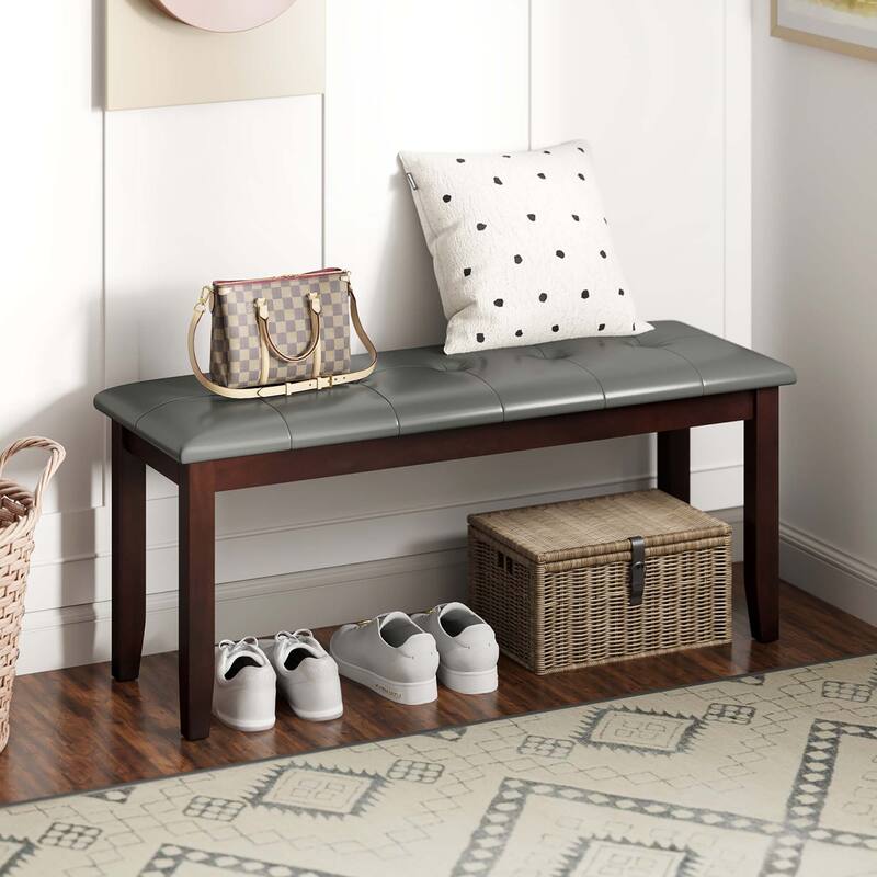 Gymax Upholstered Dining Bench w/Padded Seat for Kitchen Bedroom