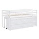 preview thumbnail 15 of 34, Twin/Full Size Low Loft Bed with Retractable Writing Desk and 4 Drawers, Wooden Loft Bed Frame w/ Lateral Portable Desk & Ladder
