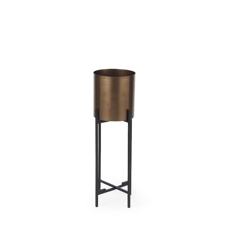 Sowerberry (Large) Bronze Metal w/Black Iron Legs Plant Stand