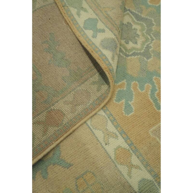 Vegetable Dye Floral Oushak Turkish Area Rug, Floral Geometric Carpet - 10' 6'' X 7' 10''