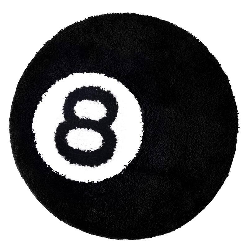 8 Ball Rug Black Round Carpet Billiard Pool - 40 Inch