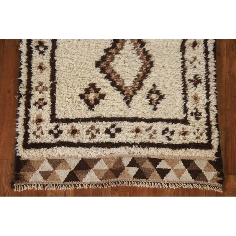 Vegetable Dye Kurdish Plush Runner Rug Handmade Wool Carpet - 3'0"x 10'0"