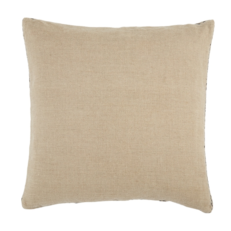 Ismay Border Pillow - 24"X24" Down Fill - Beige/Dark Grey