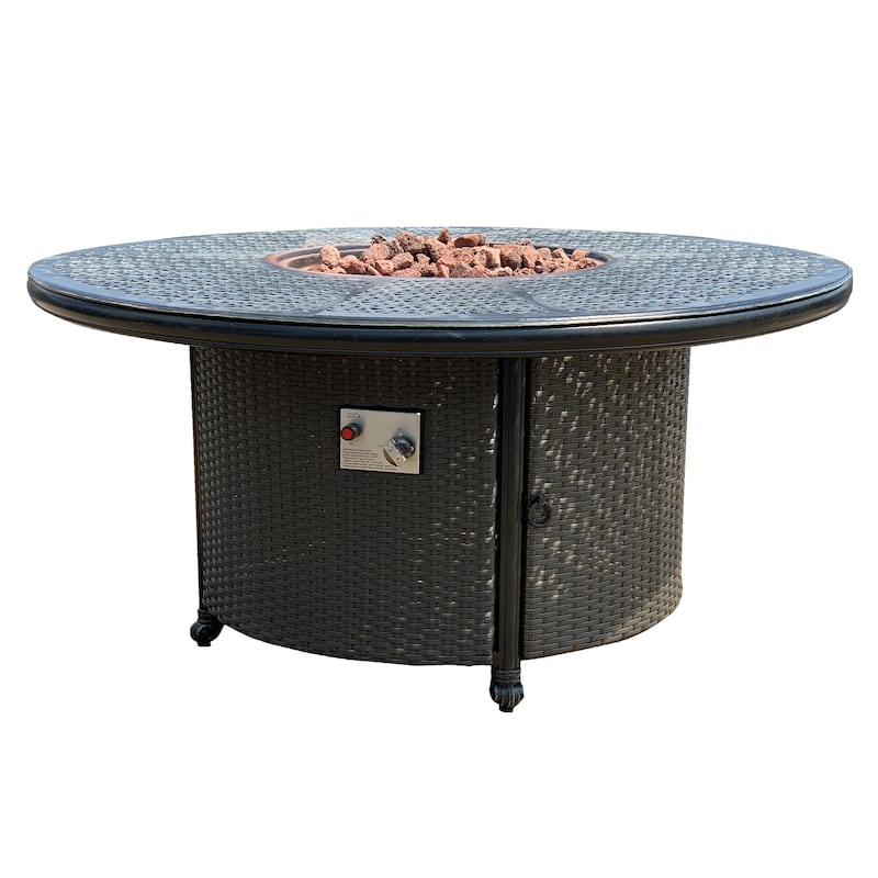 Windermere Backyard Casual Conversation Propane Fire Pit Chat Table Set - N/A