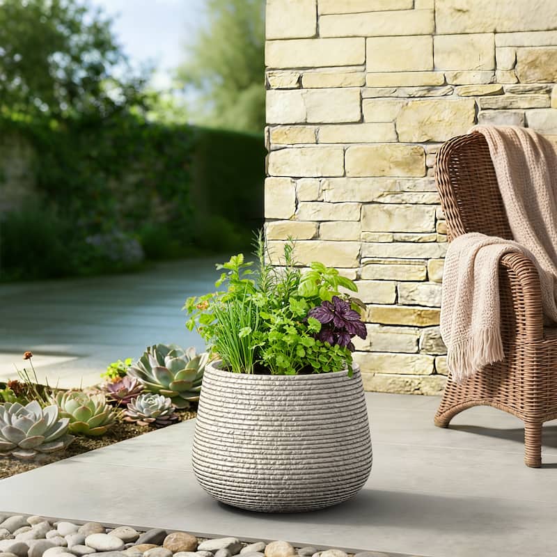 Upgraded Interior Concrete Round Planter with Draiange Holes